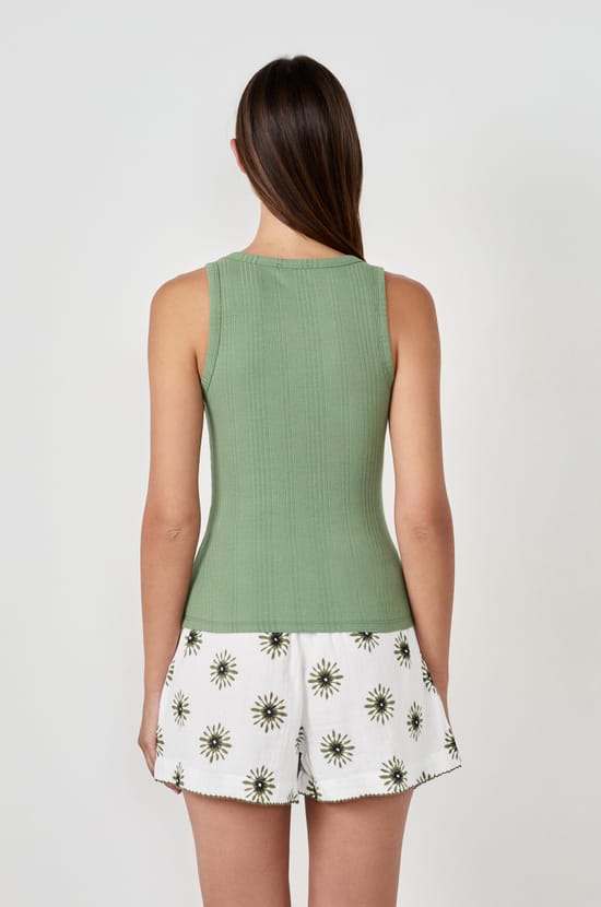 Cotton Ribbed Tank Top;${refinementColor}