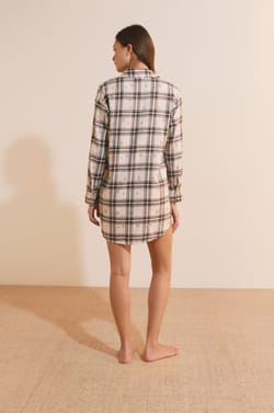 Chemise de nuit &agrave; carreaux avec coton;${refinementColor}