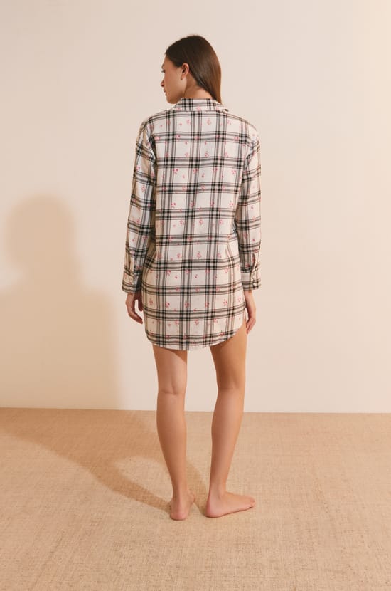 Chemise de nuit &agrave; carreaux avec coton;${refinementColor}