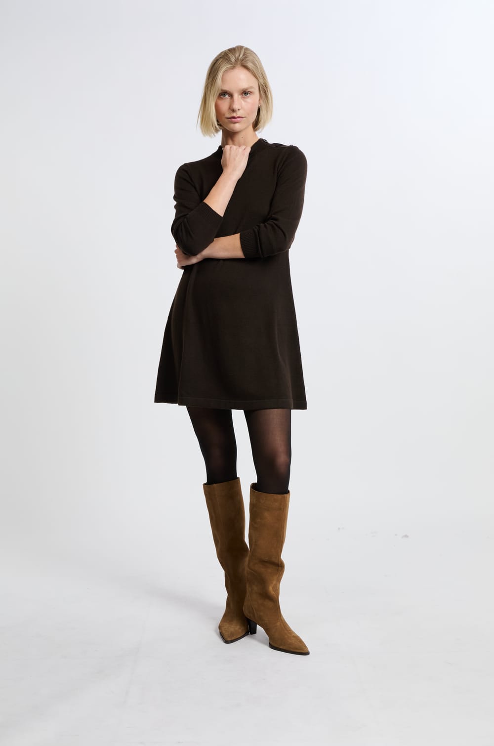 Robe à manches longues avec laine;${refinementColor}