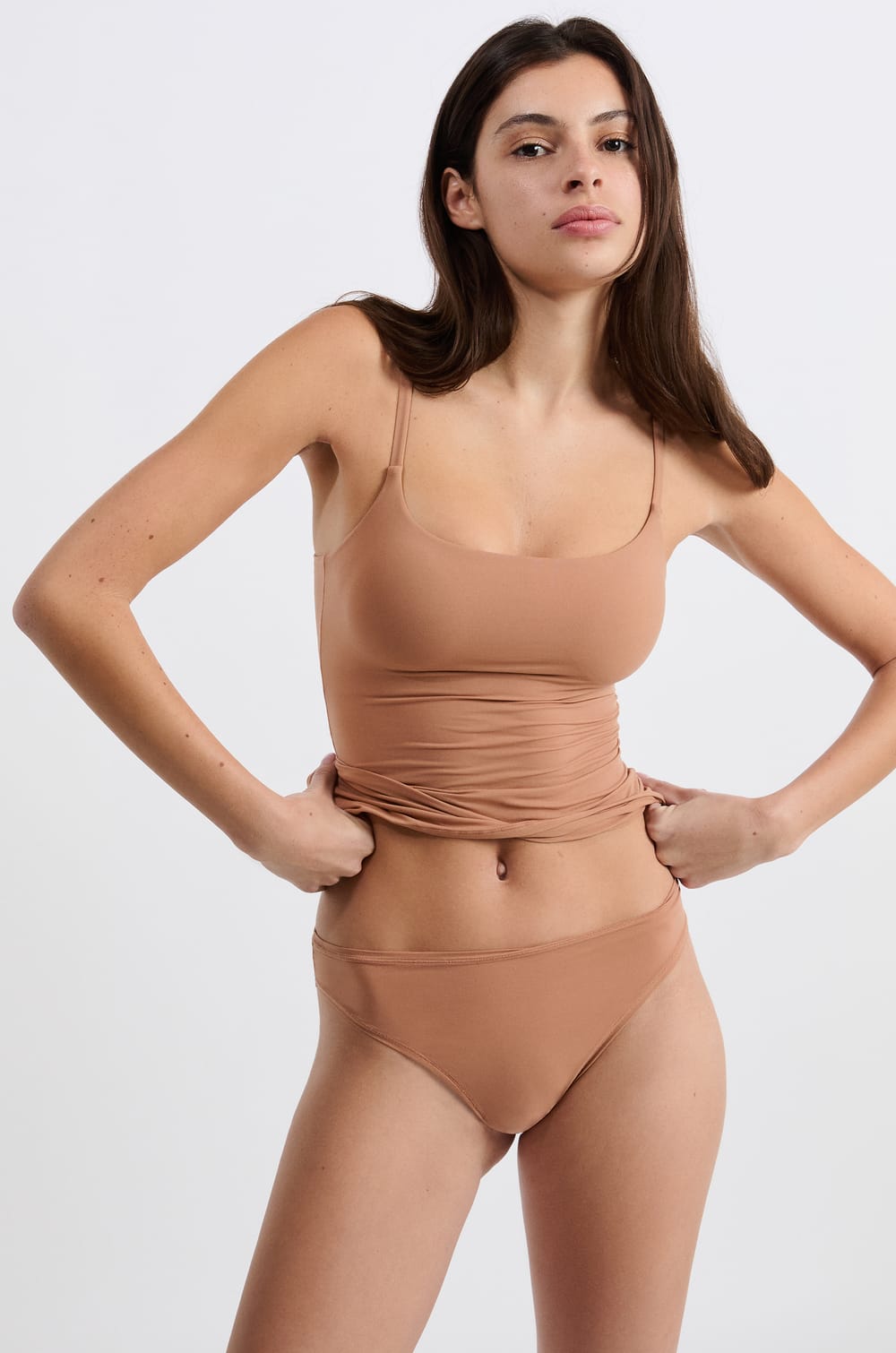 Microfiber Top with Built-in Bra;${refinementColor}