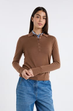 Polo manches longues 100% laine;${refinementColor}