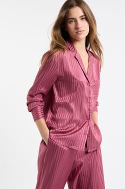 Satin Striped Pyjama Shirt;${refinementColor}