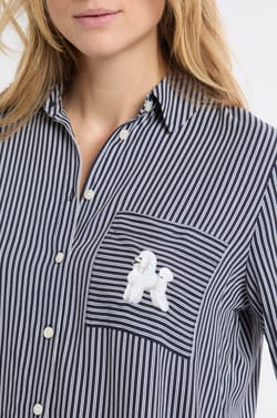 Chemise de pyjama à rayures à motif chien;${refinementColor}