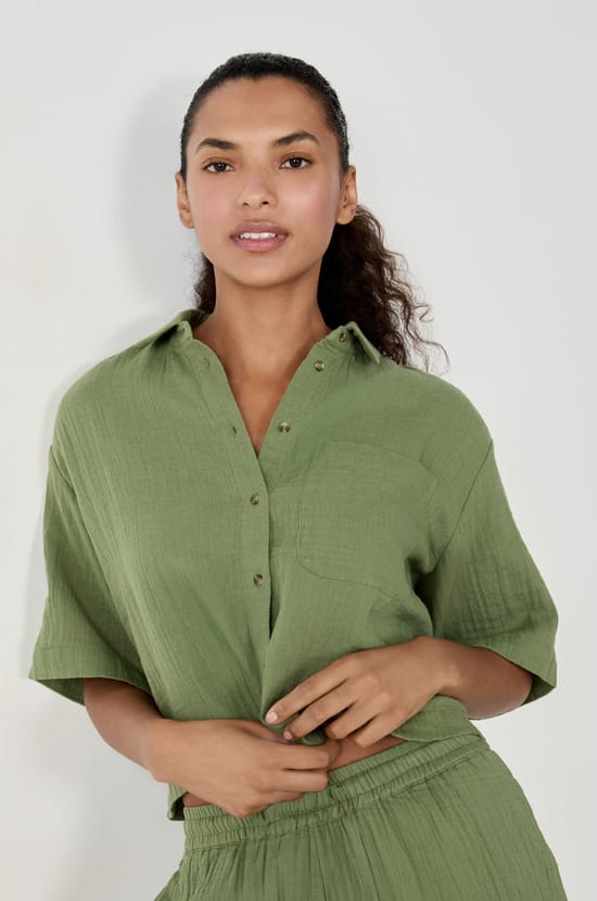 Chemise manches courtes 100% coton;${refinementColor}