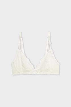 Wireless Lace Triangle Bra;${refinementColor}
