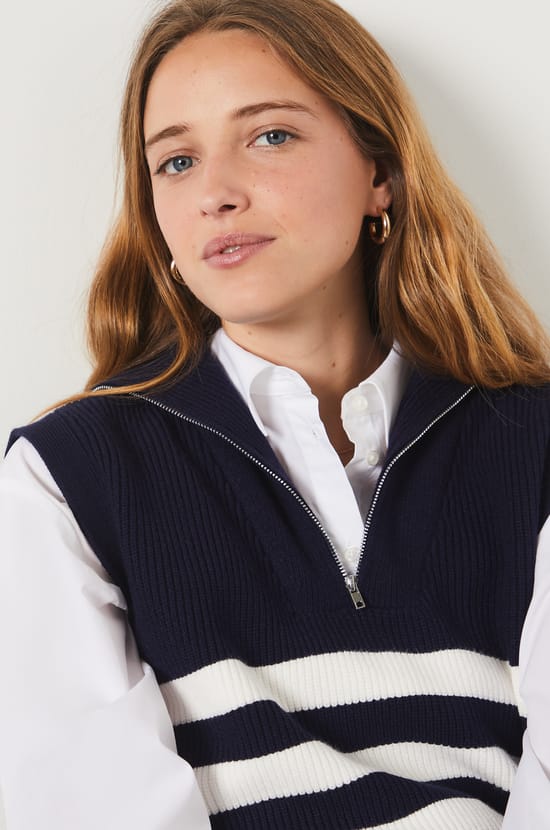 Sleeveless Breton Sweater;${refinementColor}