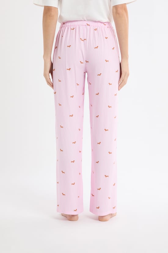 Pantalon de pyjama à rayures à motifs teckels;${refinementColor}