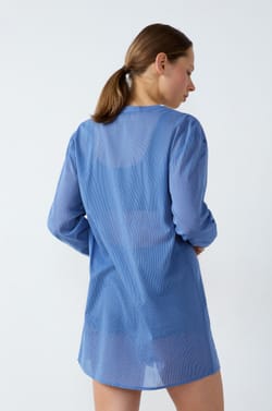 Cotton nightshirt with embroidery details;${refinementColor}