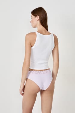 V-shape Hipster in Microfibre and Lace;${refinementColor}