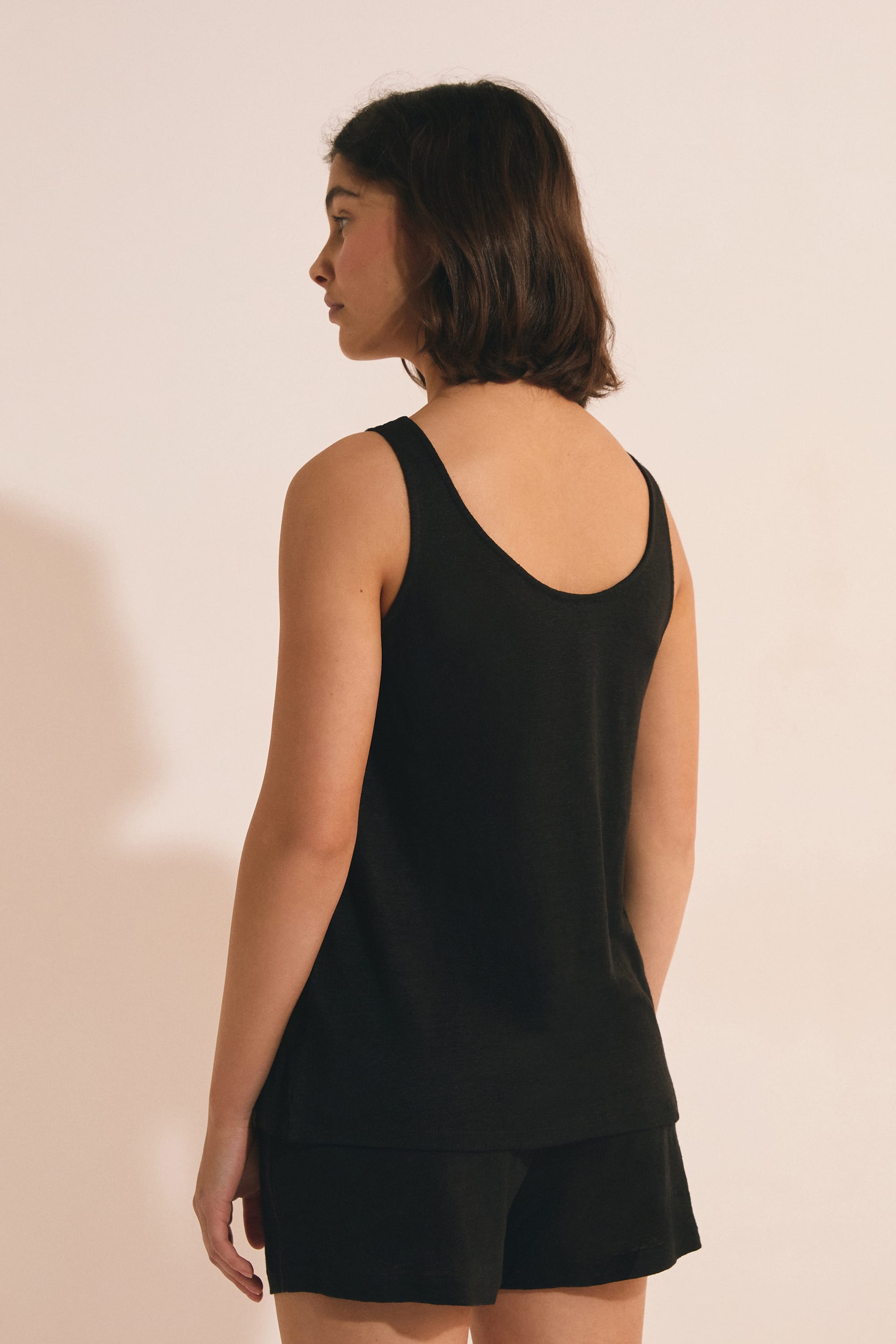 100% Linen Tank Top - JOSIE - NOIR - ETAM