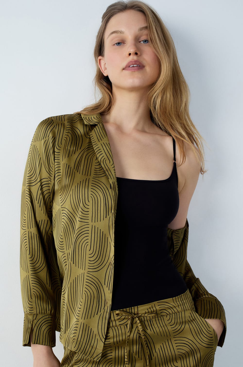 Smooth Pyjama Shirt with Patterns;${refinementColor}