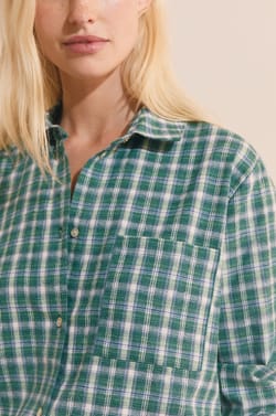 Chemise manches longues &agrave; carreaux en coton ;${refinementColor}