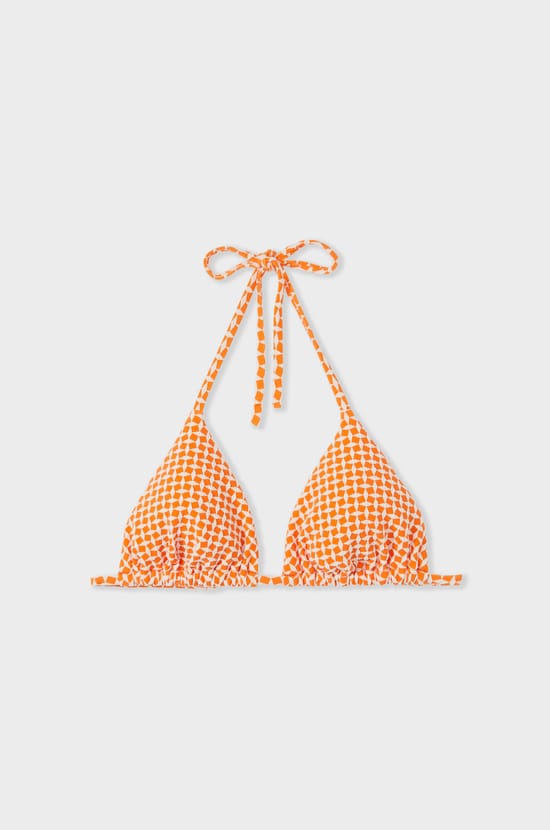 Printed Triangle Bikini Top;${refinementColor}