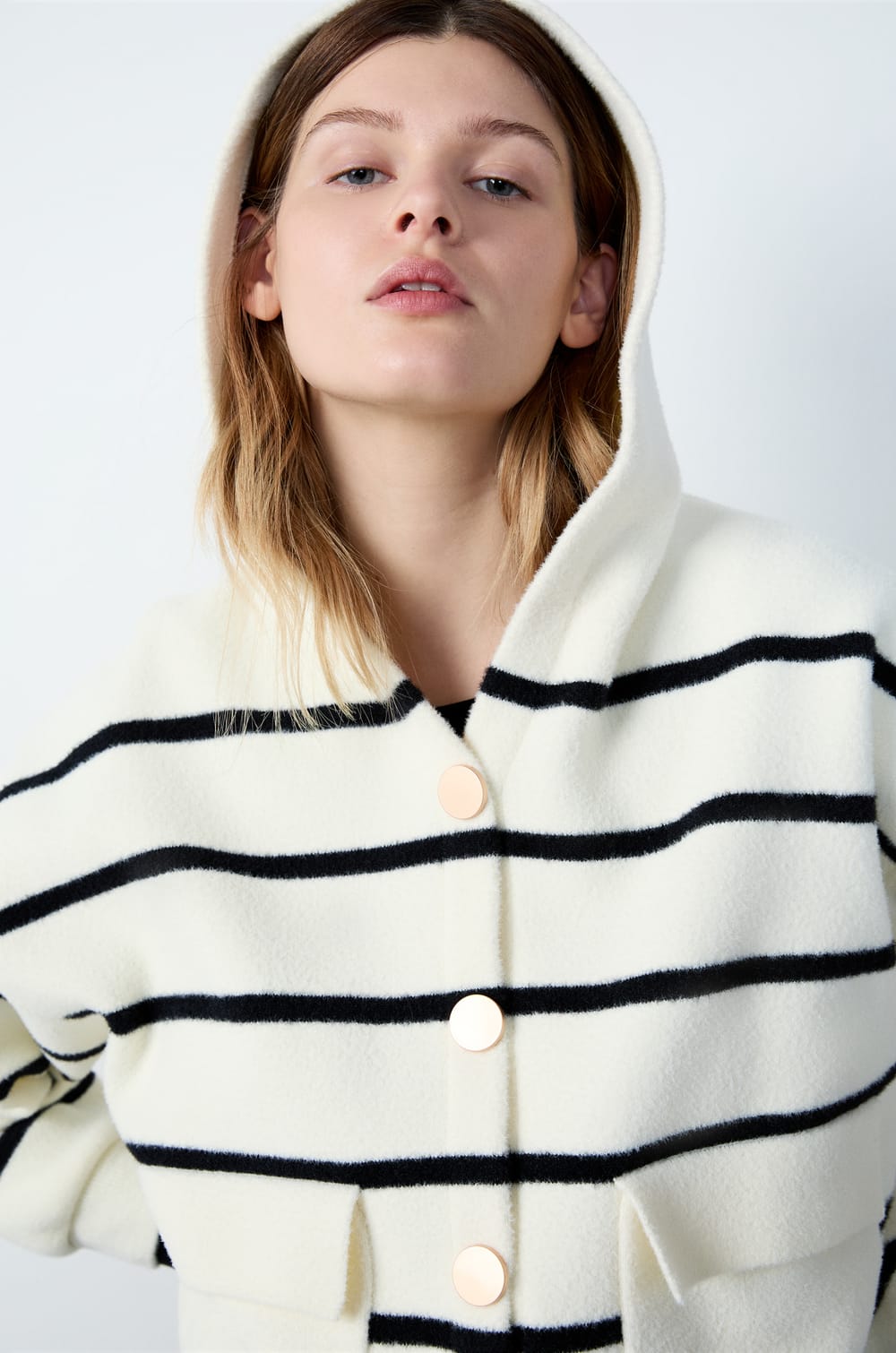 Hooded Striped Cardigan;${refinementColor}