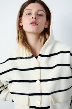 Hooded Striped Cardigan;${refinementColor}