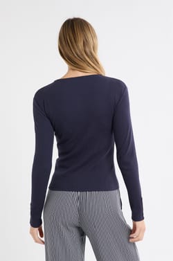 Long-sleeved cotton t-shirt with buttons;${refinementColor}