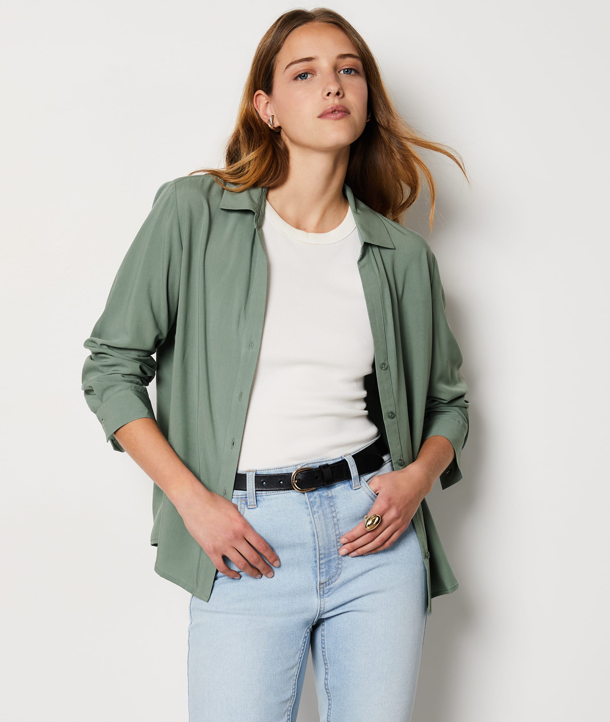 Chemise Transparente Vert Ombré Elie Tahari - Taille XL, Manches Longues - Neuve Avec étiquettes