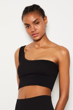 Ribbed Asymmetric Bralette - Light Support;${refinementColor}