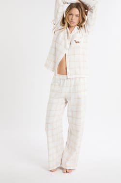Cotton Plaid Pajama Pants;${refinementColor}