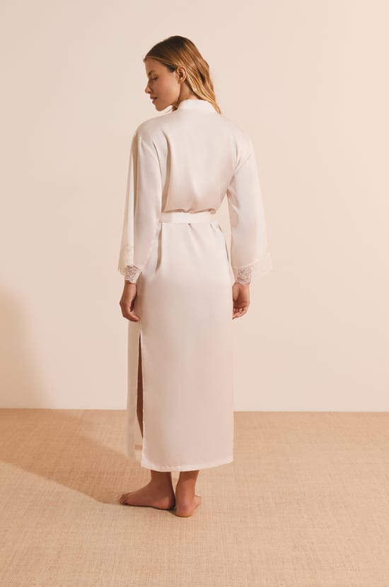 Satin Robe with Lace Details;${refinementColor}