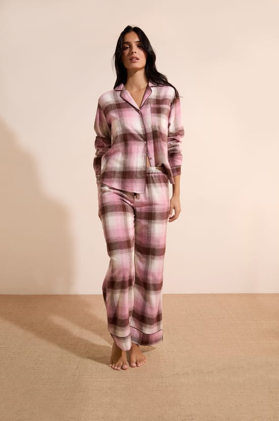 Pantalon de pyjama &agrave; carreaux en coton;${refinementColor}
