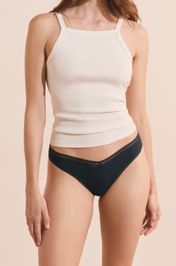 V-shape Tanga in Microfibre and Lace;${refinementColor}