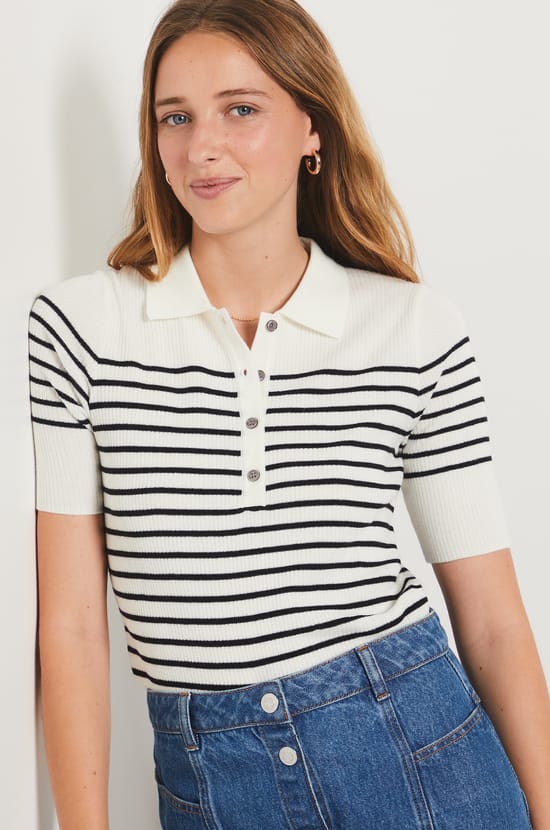 Short-sleeved Breton Sweater;${refinementColor}