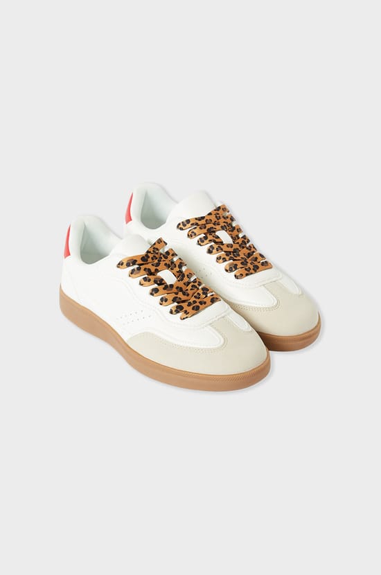 Leopard lace-up sneakers;${refinementColor}