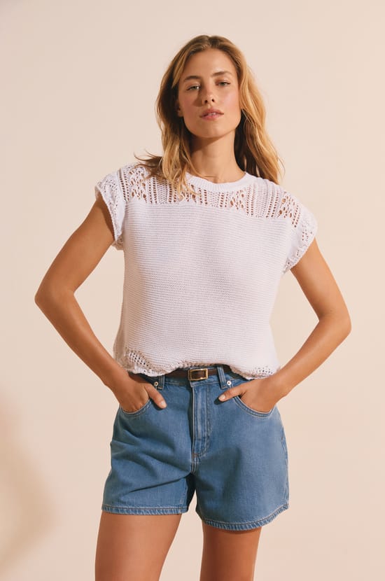 Pull sans manches ajour&eacute; fa&ccedil;on crochet;${refinementColor}