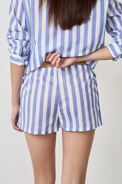 Short de pyjama en coton &agrave; rayures;${refinementColor}