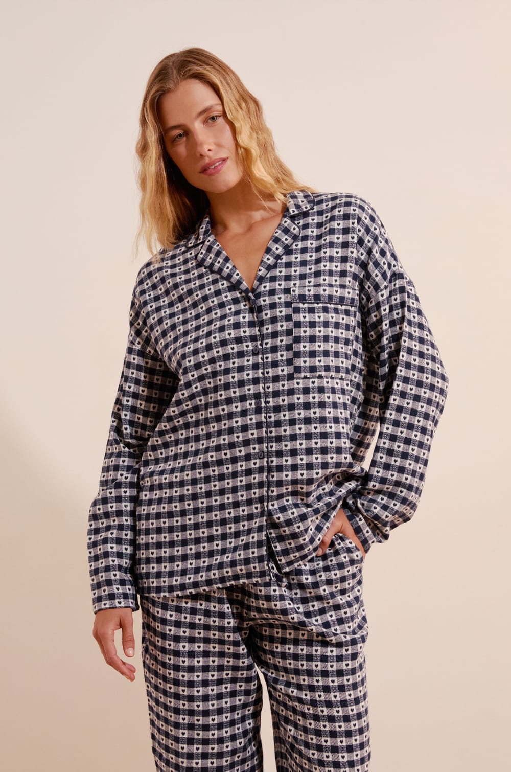 Katoenen 2-delige pyjamaset met ruitjes;${refinementColor}