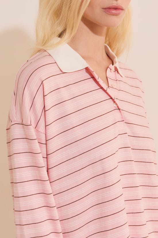 T-shirt manches longues &agrave; rayures en coton;${refinementColor}