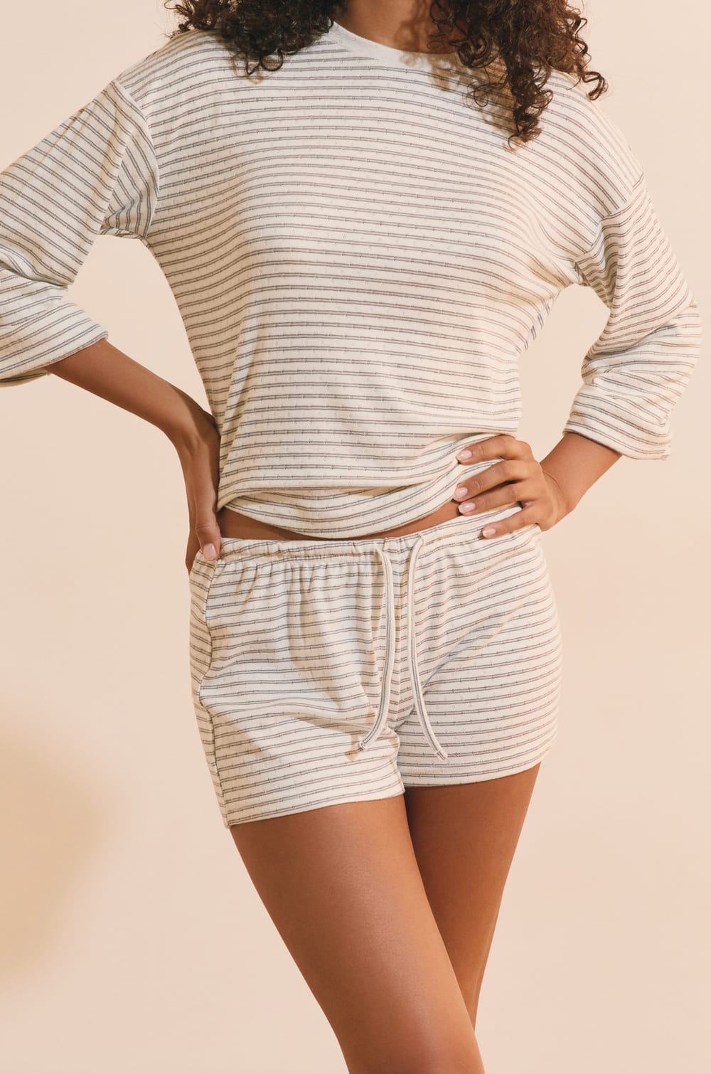 Short de pyjama &agrave; rayures;${refinementColor}