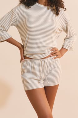Short de pyjama &agrave; rayures;${refinementColor}