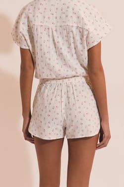 Short de pyjama &agrave; motifs fleuris en coton;${refinementColor}