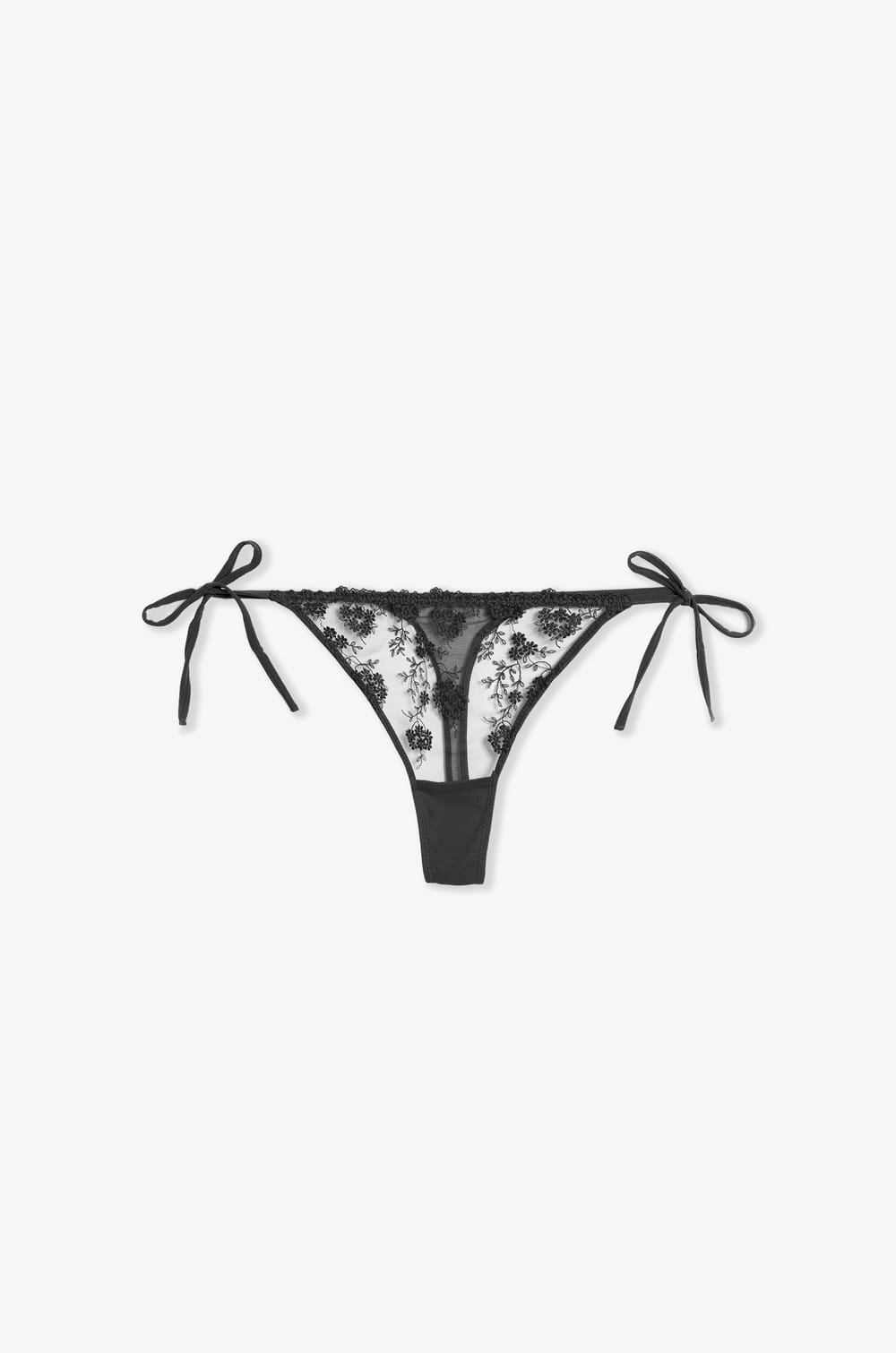 Tie-side embroidered tulle thong;${refinementColor}