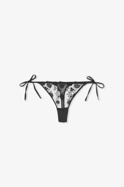 Tie-side embroidered tulle thong;${refinementColor}