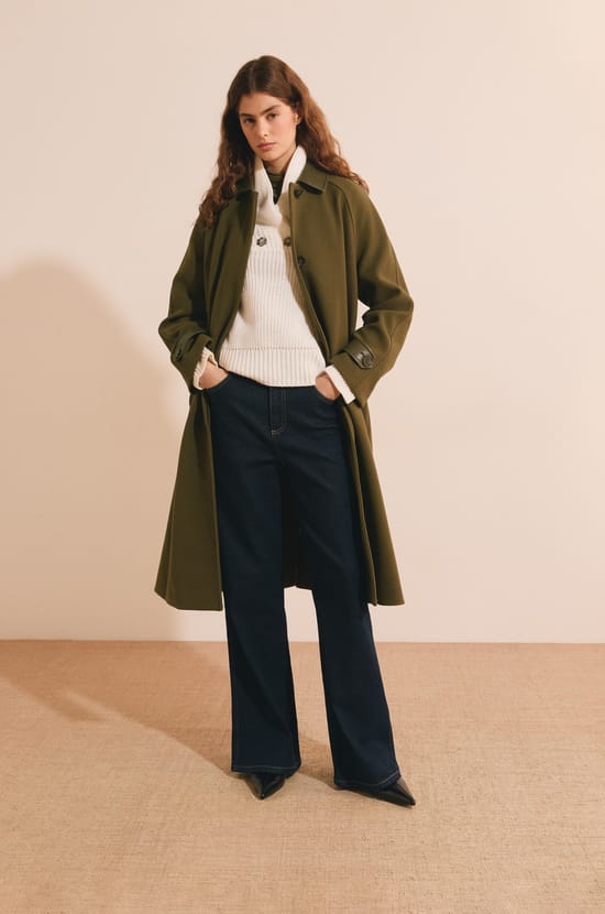 Manteau long droit avec boutons;${refinementColor}