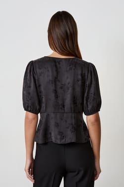 3/4 Sleeve Shirt with Floral Patterns;${refinementColor}