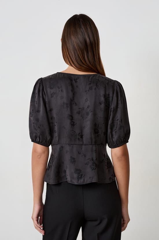 3/4 Sleeve Shirt with Floral Patterns;${refinementColor}
