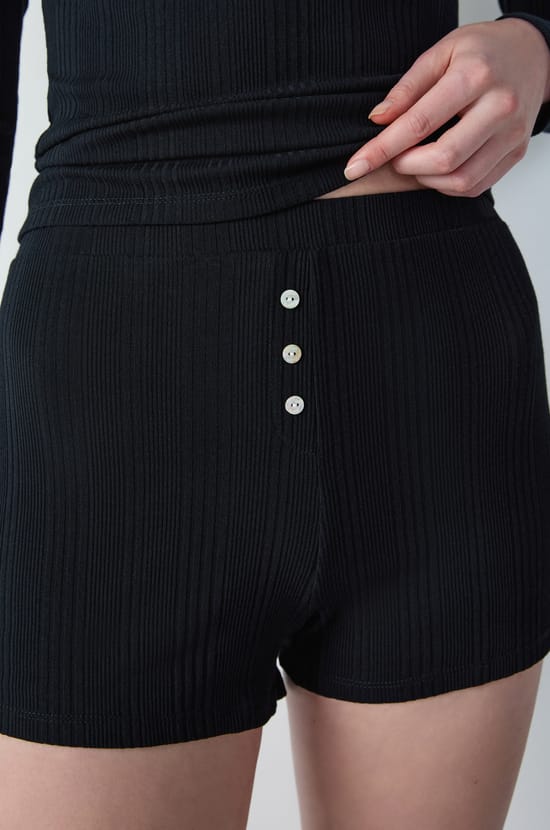 Short de pyjama en coton côtelé coupe droite;${refinementColor}