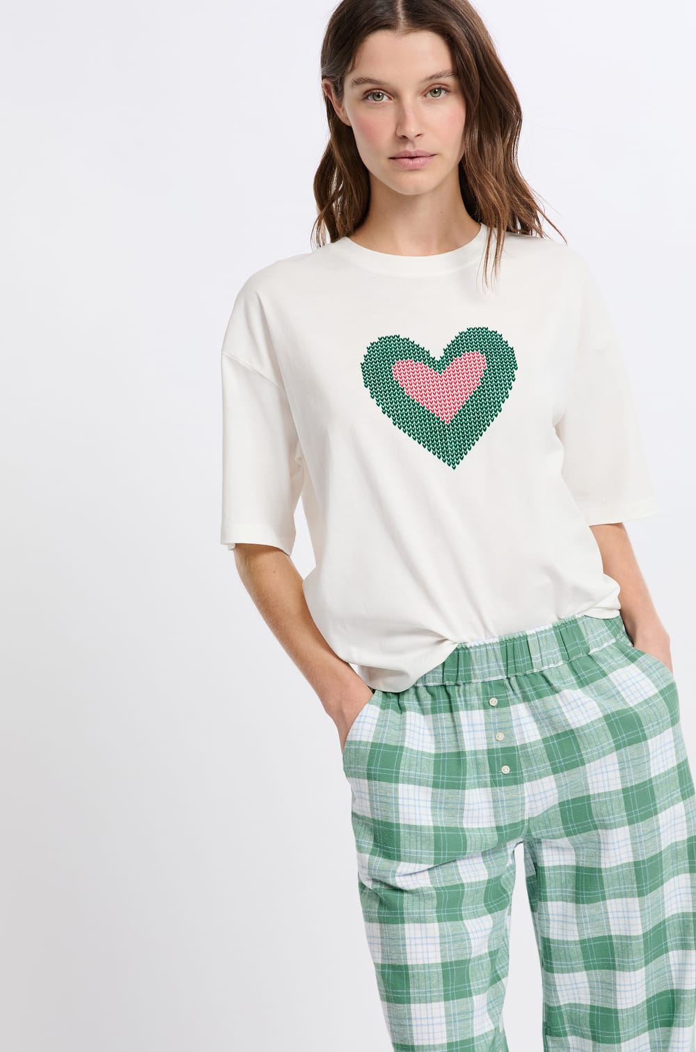 Short-Sleeved Cotton Pajama T-Shirt;${refinementColor}