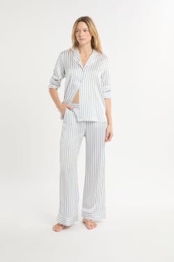Striped Satin Pyjama Trousers;${refinementColor}