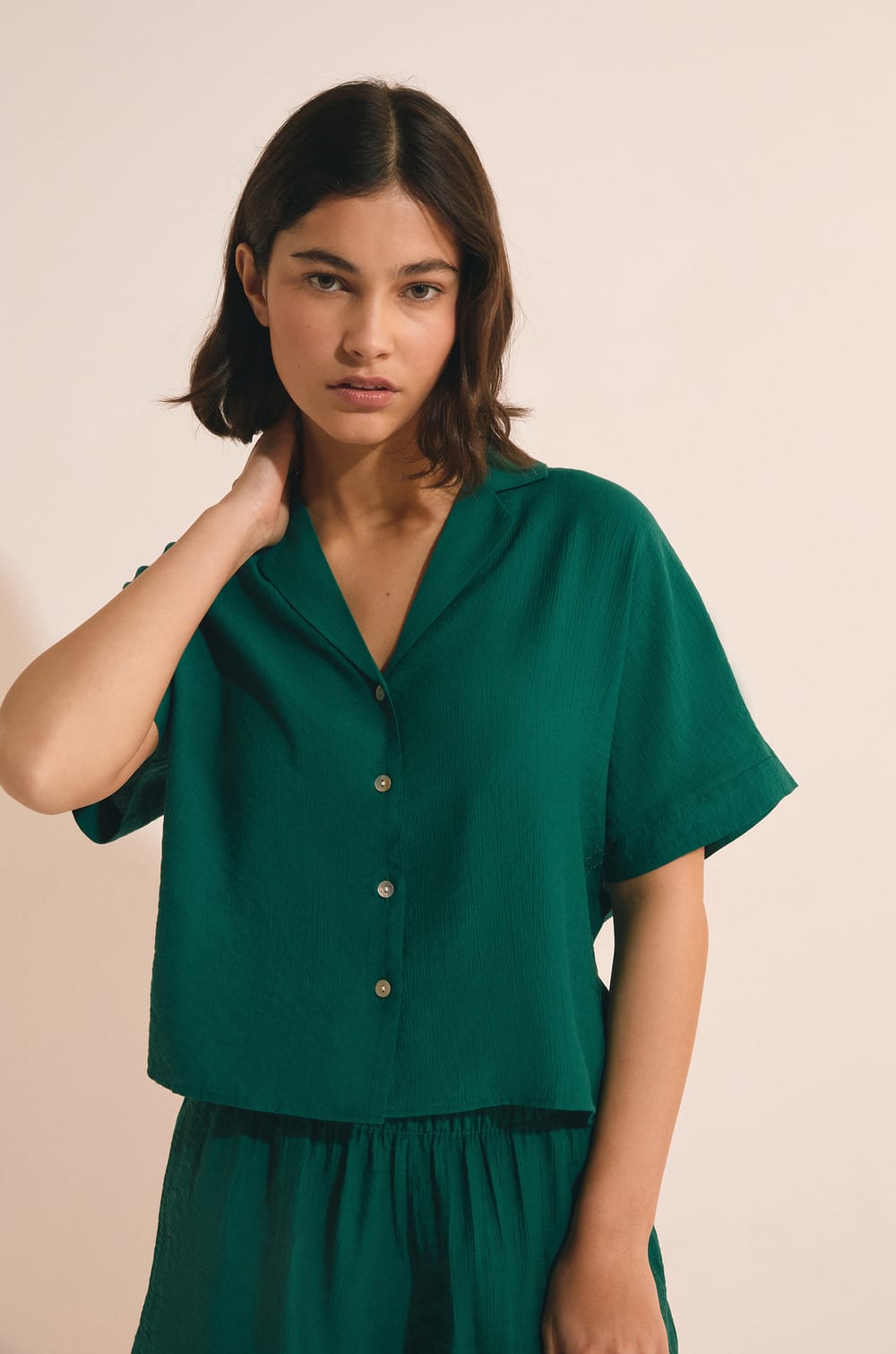 Camisa de pijama de manga corta;${refinementColor}