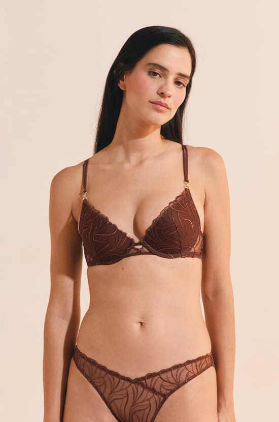 Soutien-gorge N.2 - Le push-up plongeant en broderie florale;${refinementColor}