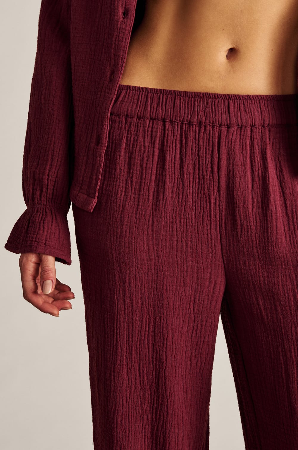 Pantalon de pyjama &agrave; motifs en coton;${refinementColor}
