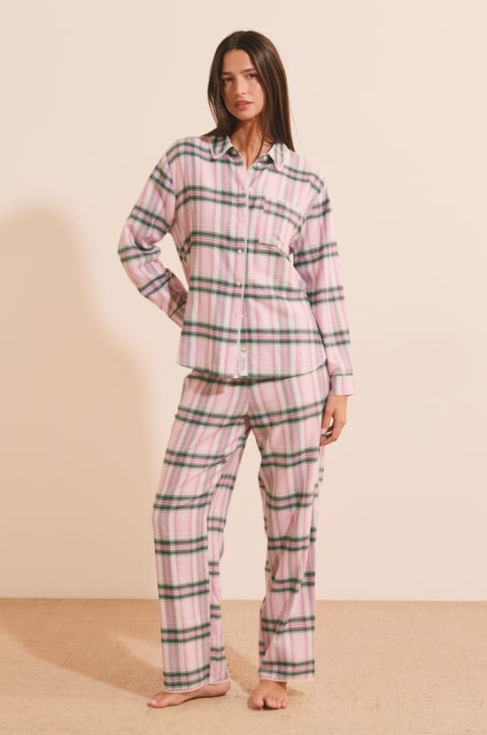 Pantalon de pyjama &agrave; carreaux avec coton;${refinementColor}