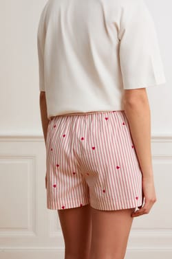 Pyjamashort met strepen en hartjes met katoen;${refinementColor}