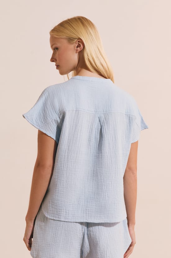Chemise de pyjama en gaze de coton;${refinementColor}